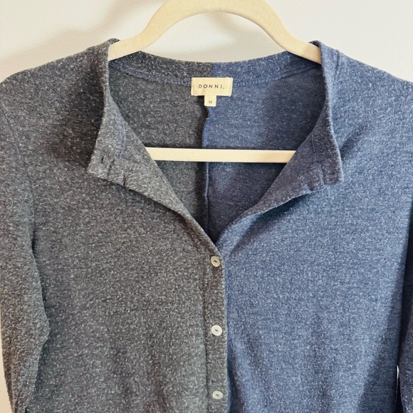 DONNI navy & grey colorblock two tone cardigan - Picture 5 of 6